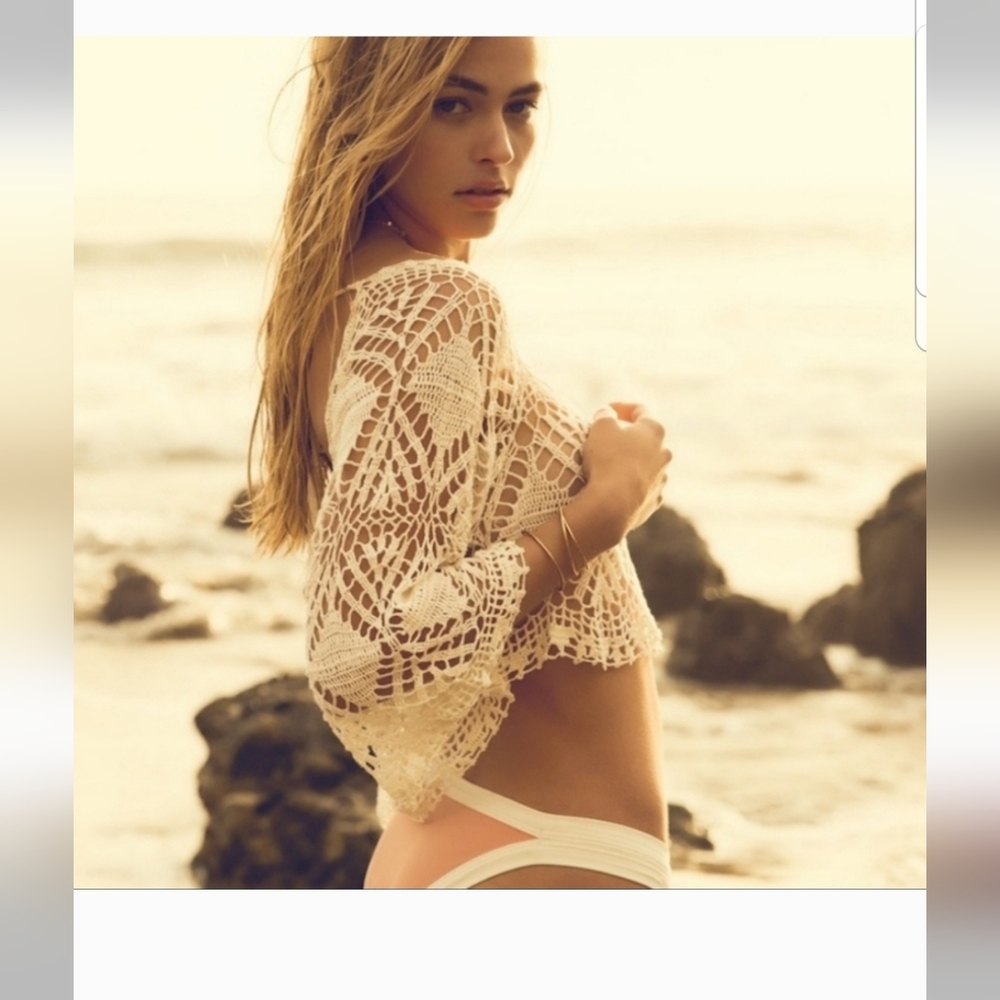NWT L*Space Cody Crochet Summer Beach Swim Crop Top Coverup - Picture 5 of 12